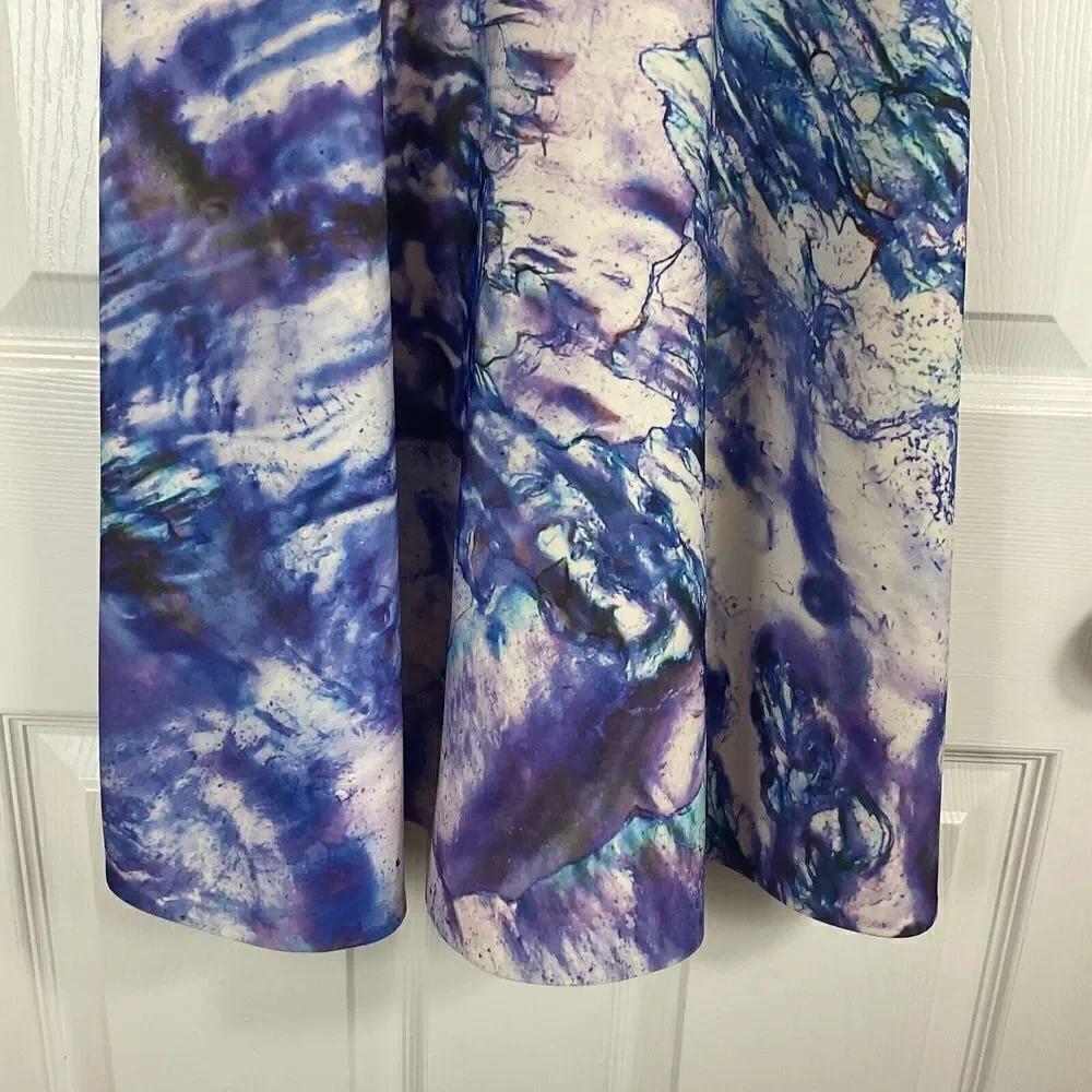 Gabriela Cadena Marbled Over Womens Dress Size 4 Cocktail Designer Cap Sleeve T1 - Picture 8 of 12